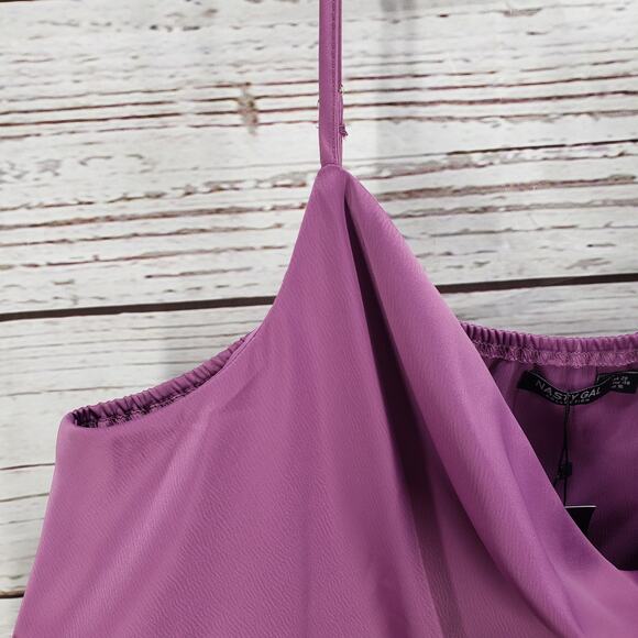 Nasty Gal Collection New Women's Purple Satin Cowl Neck Cami Top Size 16 - Picture 4 of 12